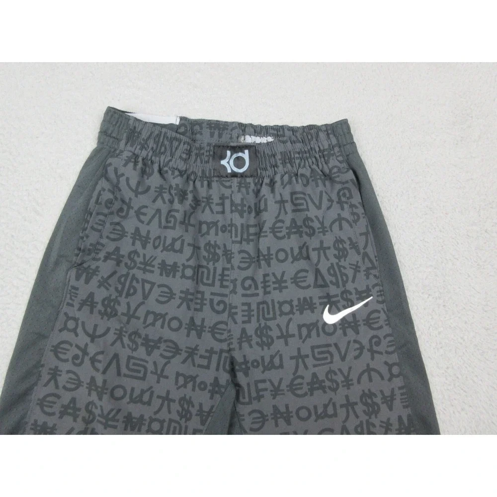 Nike KD NIKESHIELD Shorts Boys Large Gray Money Print 11 Inseam Basketball
